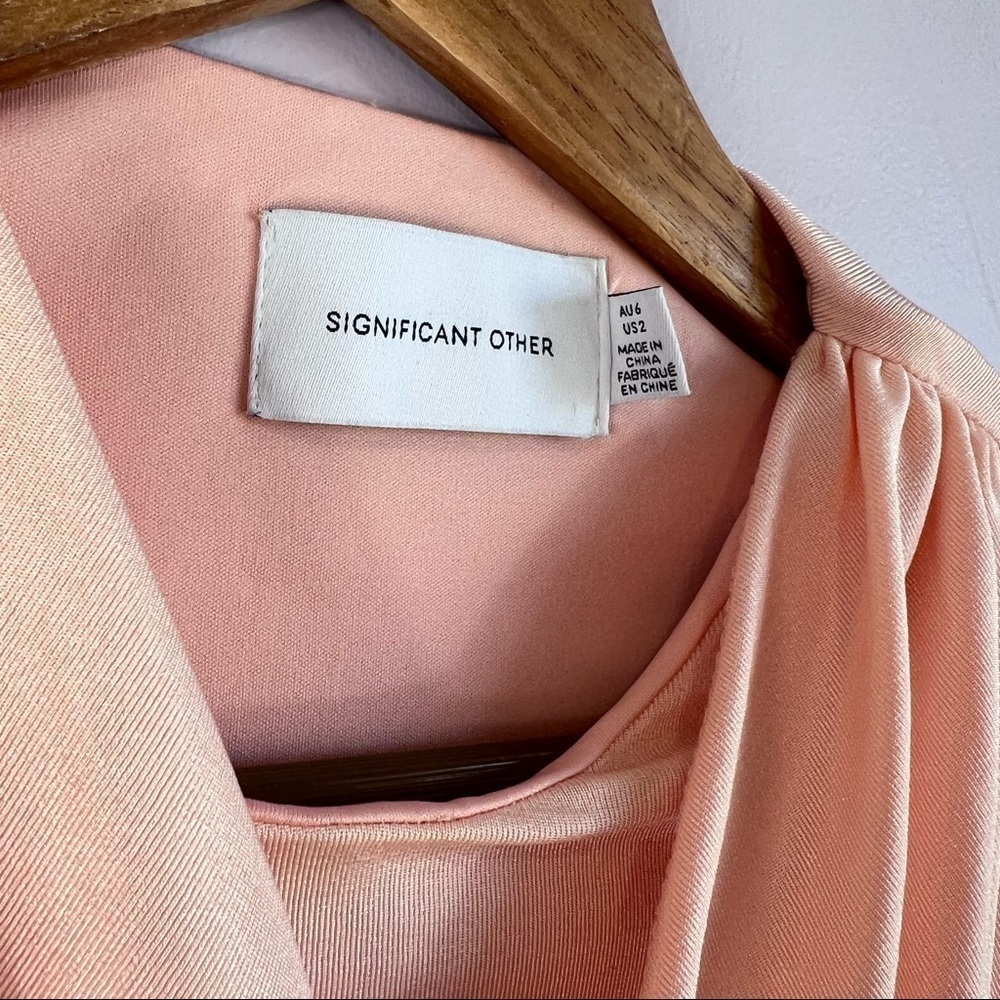 SIGNIFICANT OTHER Arta Long Sleeve Wrap Peach Crop Top Size US 2 Sold Out Online - Picture 13 of 15